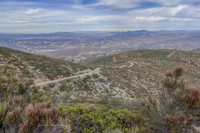 View of road ascending up to the San Miguel radio towers in San Diego