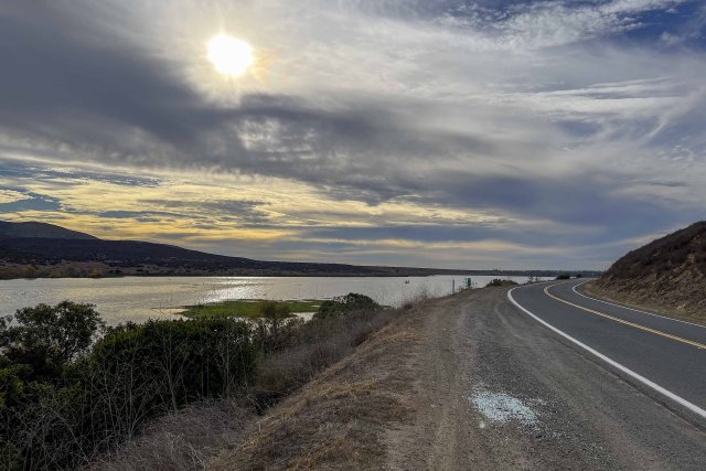Sunset view over Lower Otay Lake