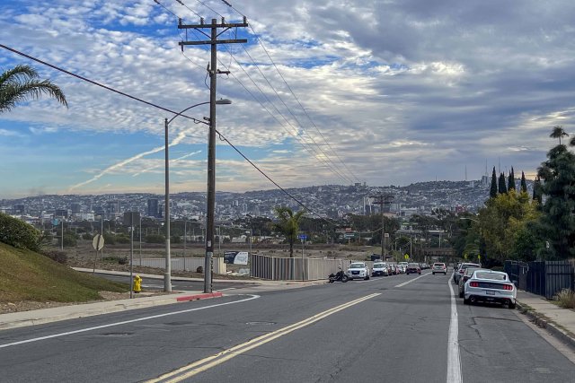View towards Tijuana, Mexico from the north from Beyer Blvd in San Diego