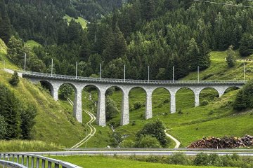 Train bridge on the way to Disentis, Switzerland