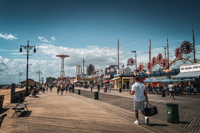 View over the boardwalk at Coney Island, NY.