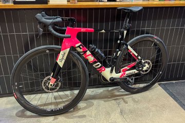 Factor Monza David Carons edition bicycle on display at the Rapha clubhouse in New York City.